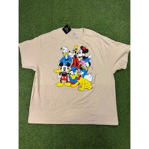 Disney Mickey Mouse and Friends Tan Graphic T-Shirt Mens 2X MMM035AJRFS New